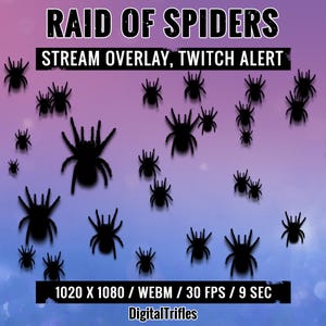 Spiders Animated Stream Overlay, Full Screen Twitch Alert, Raid, Cheer, Follow, Subs, Halloween Stream Asset, Scary, Horror, Gothic