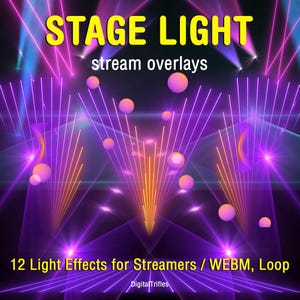 Stage Stream Overlay Pack, 13 Laser and Light FX, Twitch Overlays for Streamer and VTuber, DJ, Music, Karaoke, Loop WEBM with Transparency
