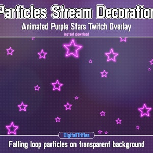 Neon Purple Falling Stars, Stream Decoration, Holiday Twitch Overlay, Animated Add-on, Assets for Streamers and Vtubers, WEBM, OBS