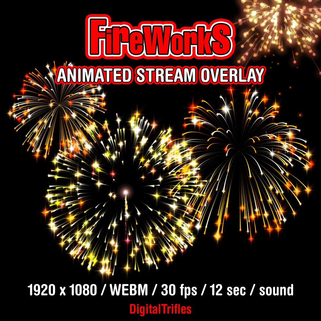 Streamer Firework Stream Alert Golden Fireworks, Animated Twitch Overlay, Full-screen ...