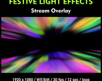 Festive Light Effects Stream Overlay, Colorful Radiant Light Rays, Seamless WEBM Loop for Music and DJ Parties