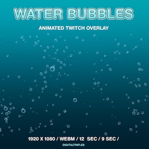 アニメーション化された水の泡、Twitch オーバーレイ、ストリーマーや VTuber 向けの水中の気泡装飾、透明な背景