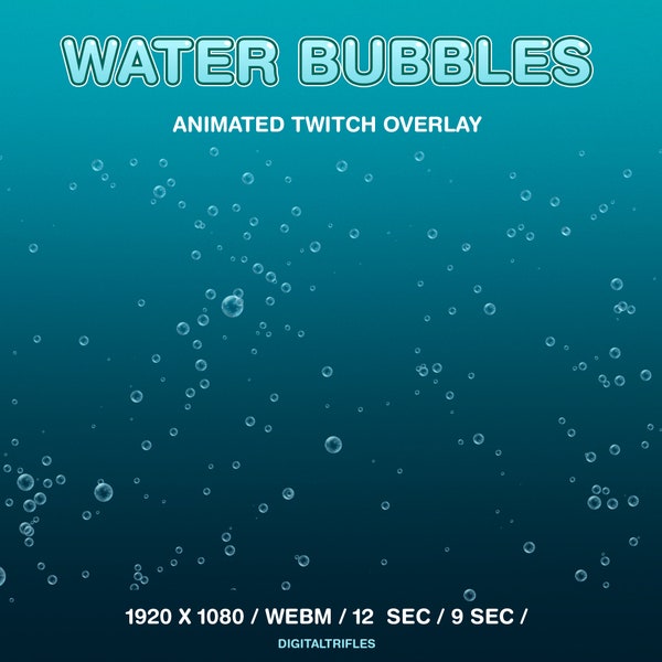 Animated Water Bubbles, Twitch overlay, air bubbles underwater decor for streamers and VTubers, transparent background