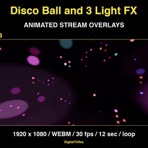 Animated stage light overlay package for streamers and VTubers. This pack brings dynamic light beams and effects, creating a vivid and professional stage look. And also a cool animated disco ball with golden glitter. These seamless, smoothly looping visuals with transparent backgrounds can be used as overlays or backgrounds in your stream setup