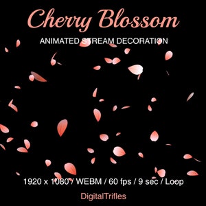Pink Sakura Petals, Animated Twitch Overlay, Cherry Blossom Stream Decoration, Cute Anime Assets for VTubers and Streamers