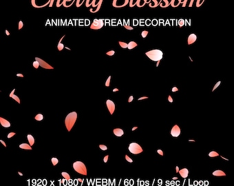 Cherry Blossom Stream Decoration, Animated Twitch Screen Overlay, Pink Sakura Petals, Cute Anime Assets for VTubers and Streamers