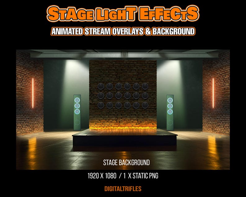 Animated stage light effects for streamers and VTubers. Loop color-changing laser spotlights, mirror ball light effects, and stylish loft - background. Twitch overlays for singers, dancers, fitness trainers, DJ parties, pop stars, karaoke