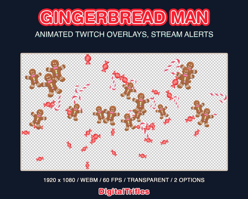 Christmas Twitch Overlay Gingerbread Men, Cute Animated Alerts and ...