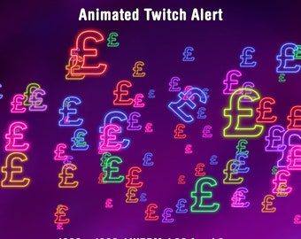 Pound Twitch Alert, Money Rain Animated Stream Decoration, British Currency Symbol Overlay Transparent Background