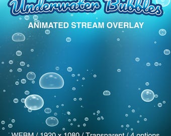Animated Bubbles Twitch Overlays, Stream Alerts, Underwater Air Bubbles, VTuber and Streamer Assets, WEBM, Transparent Background, 4 Options