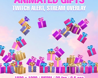 Gift Stream Alert, Animated Twitch Overlay for Stream Events, Fun Falling Gifts Full-Screen Decoration