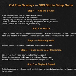 Animated vintage film Twitch or YouTube stream overlays with old movie texture and retro cinema effects. Loop stream decoration with transparent background. This pack includes 2 seamless loop overlays inspired by aged film stock, featuring scratches, dust, flicker, and analog projector atmosphere