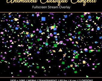 Confetti Stream Overlay, Twitch Alerts, 2 Animated Stream Decoration for Streamers and VTubers, for OBS, StreamLabs