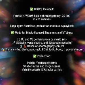 Animated stage light overlay package for streamers and VTubers. This pack brings dynamic light beams and effects, creating a vivid and professional stage look. And also a cool animated disco ball with golden glitter. These seamless, smoothly looping visuals with transparent backgrounds can be used as overlays or backgrounds in your stream setup