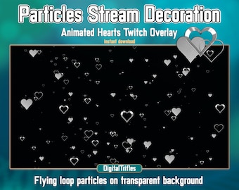 Superposición animada de corazones plateados para Twitch para streamers y Vtubers, decoración para la transmisión de San Valentín.