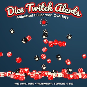 Animierte Würfel Twitch Alarme, Follower, Abonnenten, Spenden Alarme, Stream Overlay mit transparentem Hintergrund, WEBM, OBS, Streamlabs