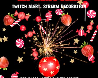 Candy Bomb Twitch Alert, Animated Celebration Stream Overlay, Full Screen with Sound