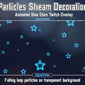 Blue Stars Twitch Overlay, Animated Stream Decoration, Falling Starry Particles, Holiday assets for Streamers and Vtubers