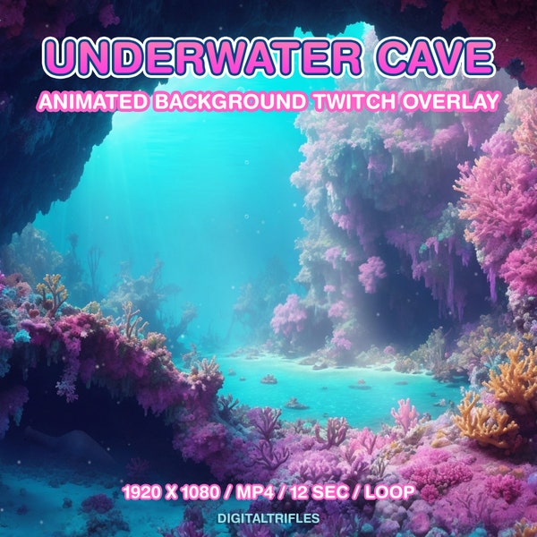 Animated VTuber Underwater background, Twitch overlay, stream background, Ocean, Sea Cave, Mermaid, Pirate adventures