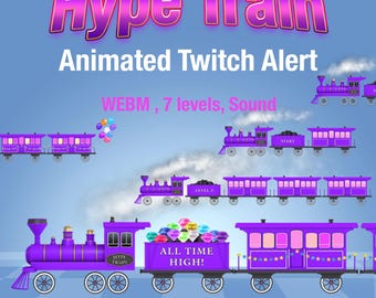 Twitch Hype Train Alerts, Animated Retro Locomotive Stream Overlays for VTubers & Streamers, Sound