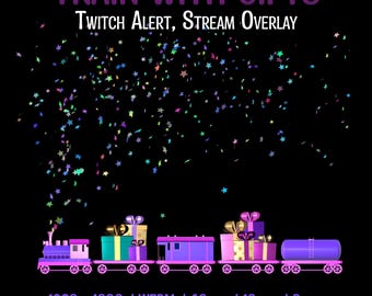 Twitch Alert, Stream Overlay, Train with Gifts, Animated Asset for Vtubers and Streamers, Full Screen Stream Alert, Holiday Streaming Decor