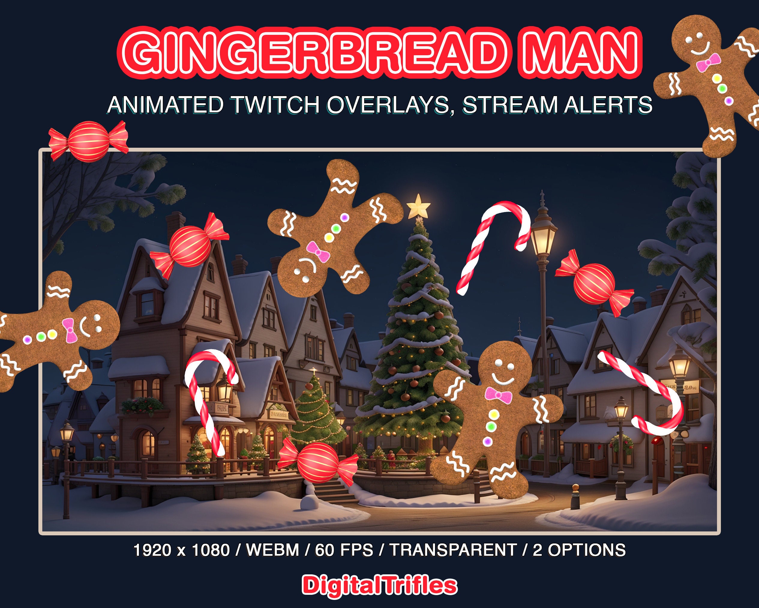 Christmas Twitch Overlay Gingerbread Men, Cute Animated Alerts and ...