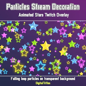 Colorful Stars Stream Decoration, Animated Twitch Overlay,  Neon Falling Stars, Holiday Assets for Streamers and Vtubers