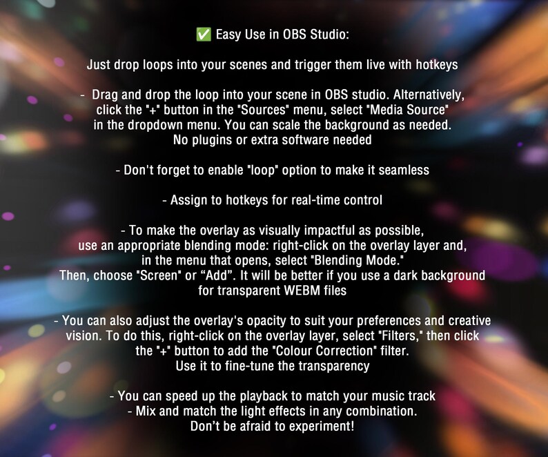 Animated stage light overlay package for streamers and VTubers. This pack brings dynamic light beams and effects, creating a vivid and professional stage look. And also a cool animated disco ball with golden glitter. These seamless, smoothly looping visuals with transparent backgrounds can be used as overlays or backgrounds in your stream setup