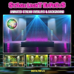 Animowane efekty świetlne na scenie, nakładki na transmisje Twitch i tła dla streamerów i vTuberów, piosenkarzy, tancerzy, DJ-ów, karaoke, OBS Studio