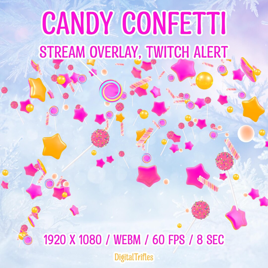 Candy Twitch Alert, Animated Pink Stream Overlay Lollipops and Jelly ...