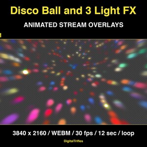 Animated stage light overlay package for streamers and VTubers. This pack brings dynamic light beams and effects, creating a vivid and professional stage look. And also a cool animated disco ball with golden glitter. These seamless, smoothly looping visuals with transparent backgrounds can be used as overlays or backgrounds in your stream setup