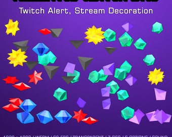 Animated Bits Alert Stream Package, 6 Full-Screen Twitch Alerts, 3d Bits Gems, Donation