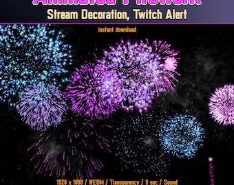 Geanimeerd vuurwerk, twitch-waarschuwing, schermoverlay stream, nieuwe sub, cheer, Vtuber-item, geluid, nieuwjaarsdecoratie, Independence Day