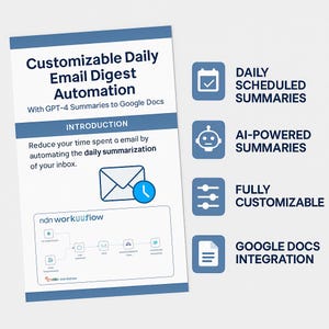 Customizable Daily Email Digest Automation | n8n Workflow with GPT-4 Summaries to Google Docs | Works with Gmail, Outlook, IMAP