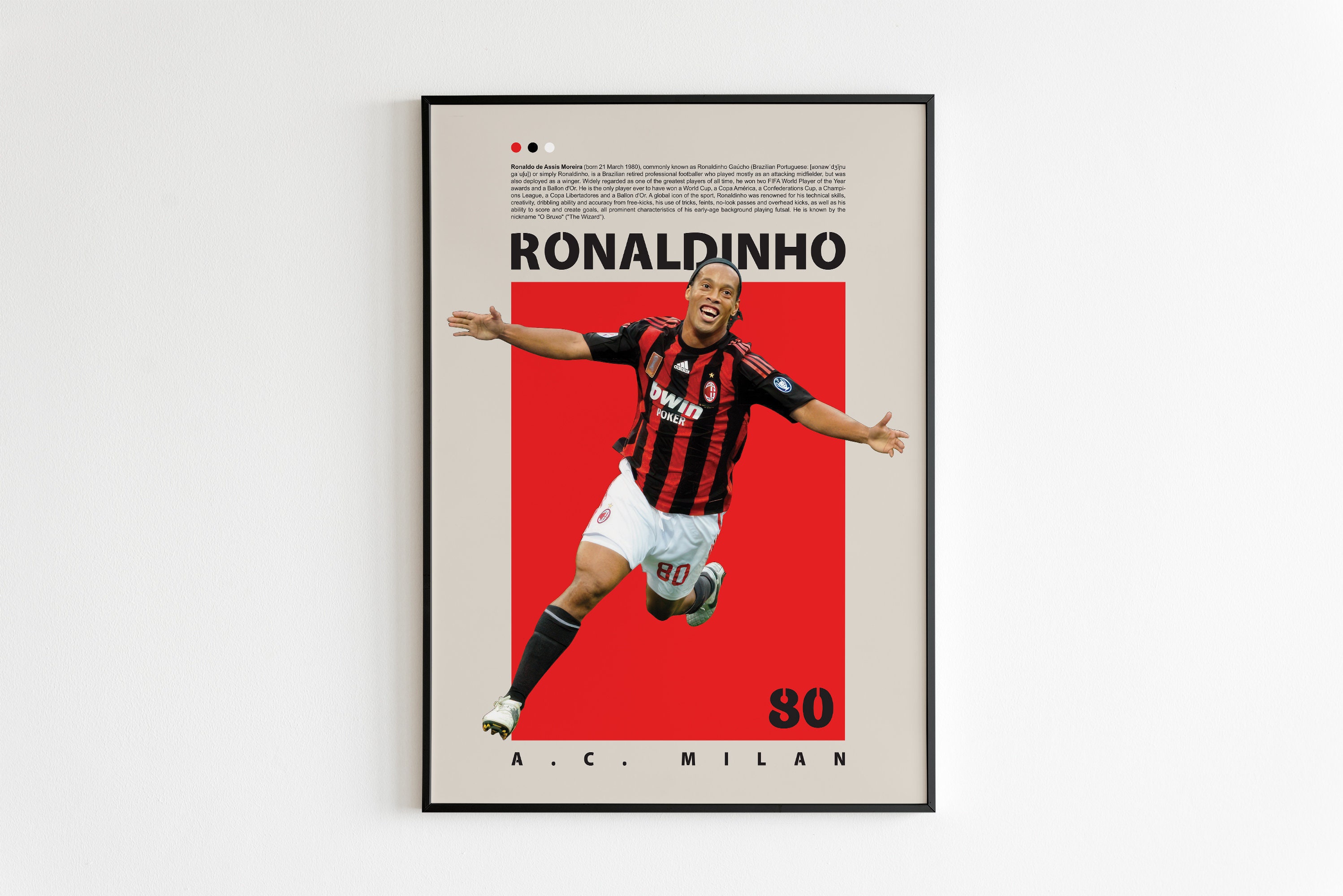 Football Star Ronaldinho GaúCho Poster Pictures Wall Art Canvas 3 Panels  European Clubs Canvas Painting Soccer Player Artowrk Giclee Prints for Home