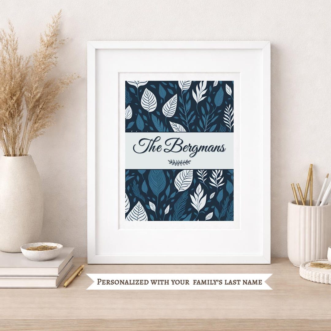 Personalized Family Name Wall Art ,custom Botanical Last Name Print ...