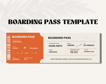 Fake Plane Ticket Template | Plane Ticket Printable Template | Plane Ticket Template | Pane Ticket Template for Gift | Airline Ticket