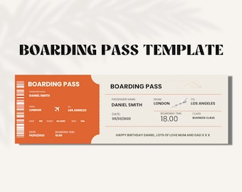 Editable Boarding Pass Template, Canva Editable Boarding Pass Surprise Trip Ticket, Airline Ticket Designs, Canva Template