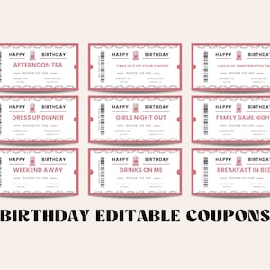 Buono di compleanno / Modello di libro di buoni di compleanno / Modello di buono di compleanno / Buoni stampabili / Buono di compleanno / Buono stampabile