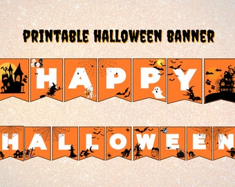 Printable Halloween Banner | Happy Halloween Banner | Halloween Sign Printable | Halloween Decor | Halloween Banner | Spooky Decor