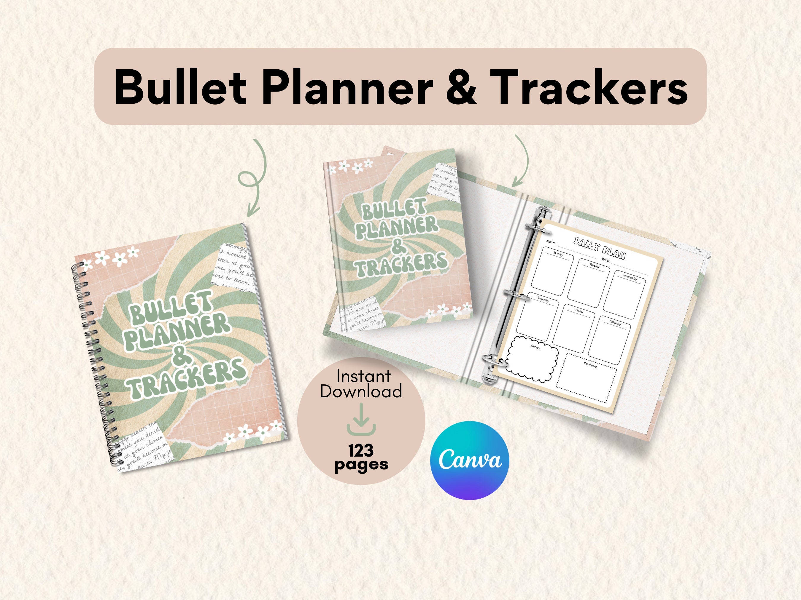 Bullet Journal Printable Kit | Weekly Planner Pages, Tracker (canva ...