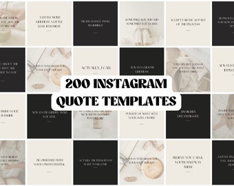 May include: A collage of 12 Instagram quote templates with black and white text on a beige and black background. The text includes quotes such as "Focus on the steps in front of you, not the whole staircase" and "Always bring your own sunshine".