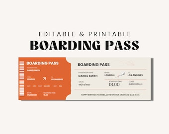 Editable Boarding Pass Template | Surprise Trip Ticket (Canva)