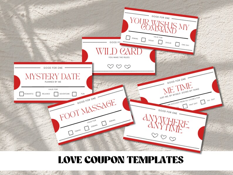 Template for Love Coupons Love Coupons Book Printable Love Coupons Love ...