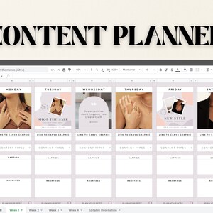 Google Sheets Social Media Planner | Social Media Post Planner | Google Sheets Social Media Planner | Content Digital Planner