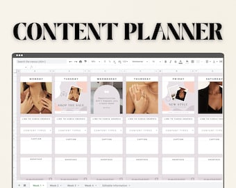 Contentplanner voor sociale media in Google Spreadsheets | Canva-sjablonen (digitaal)