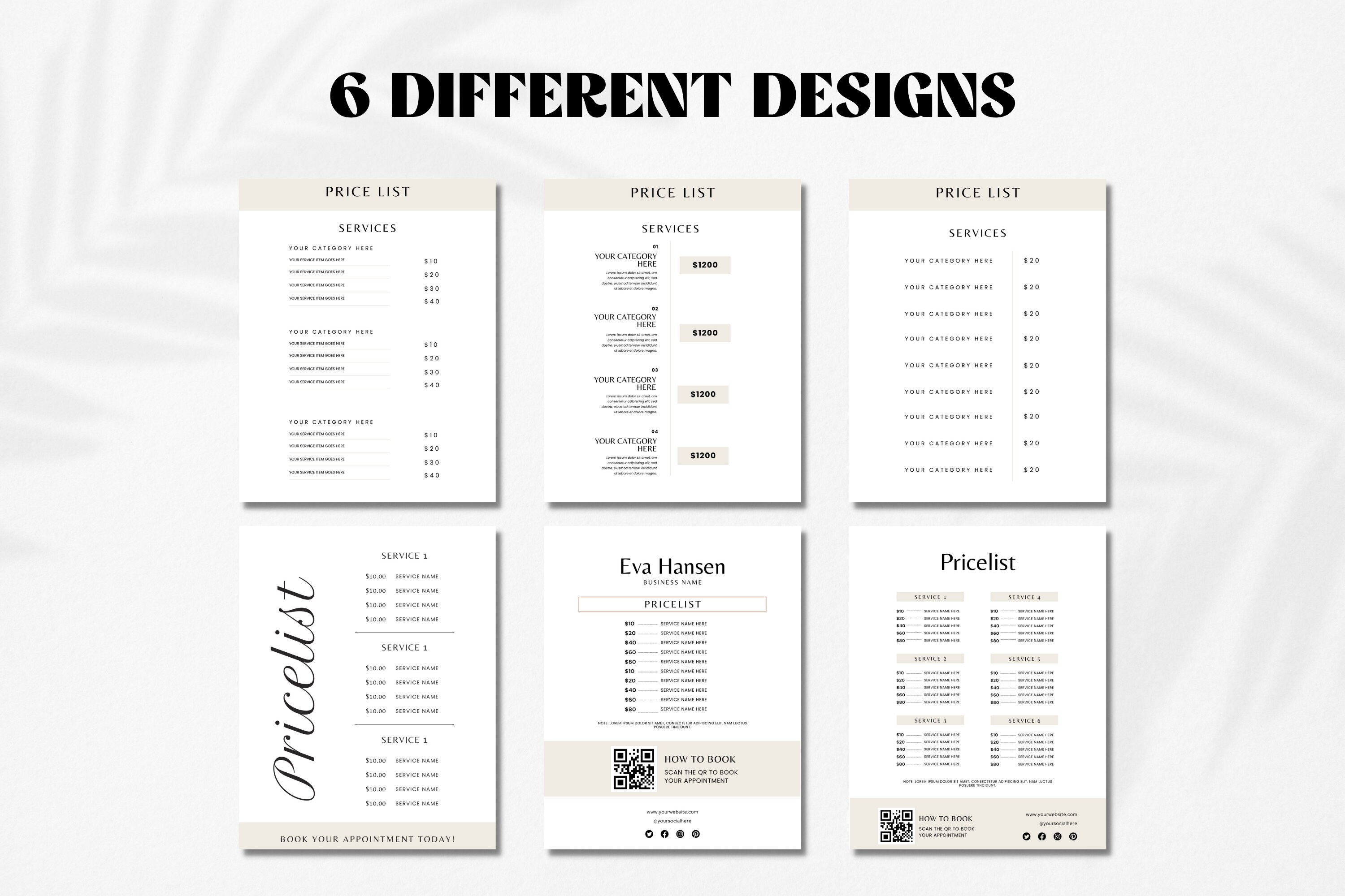 Price List Template Price List Template For Small Business Etsy