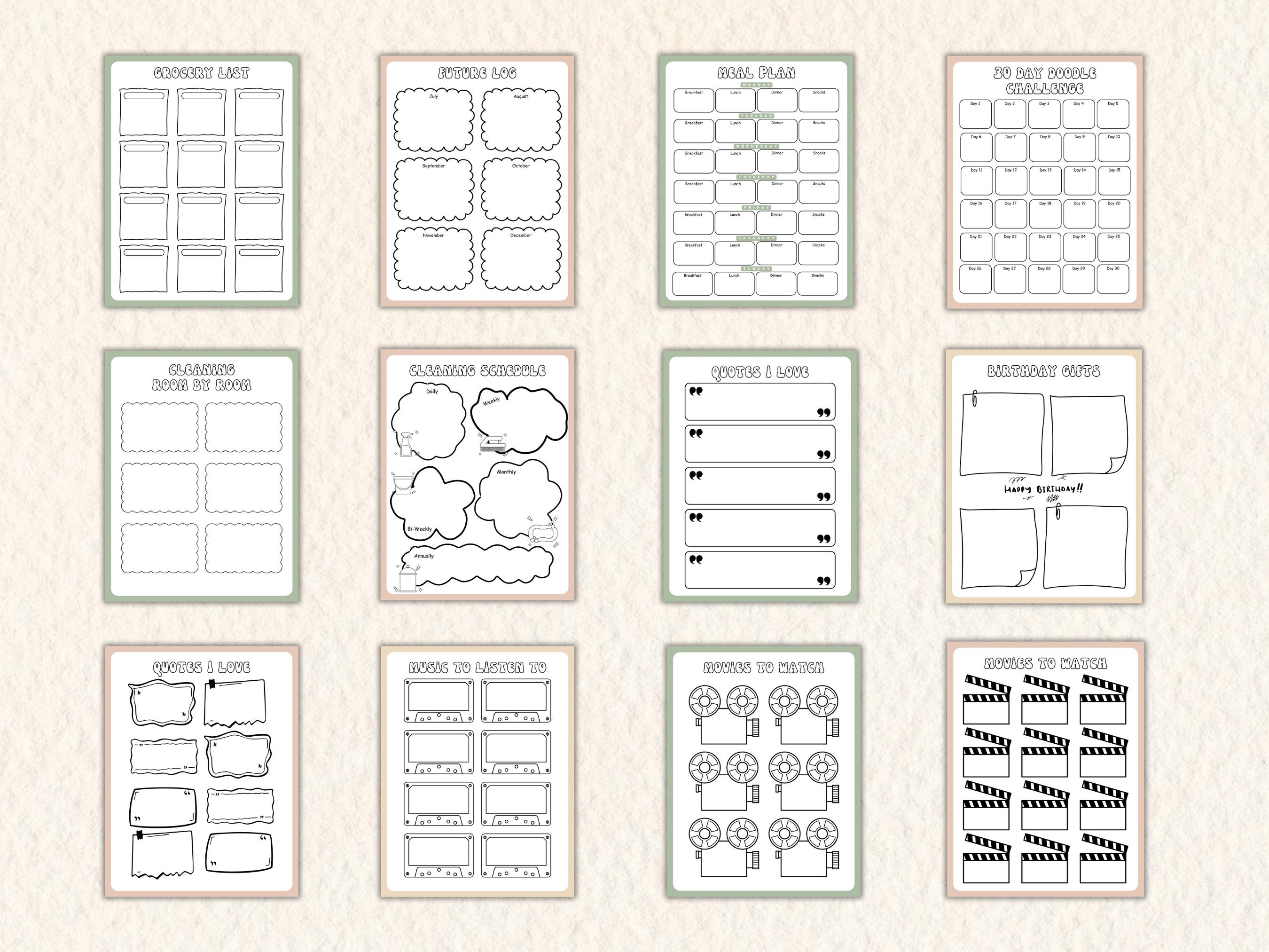 Bullet Journal Printable Kit | Weekly Planner Pages, Tracker (canva ...