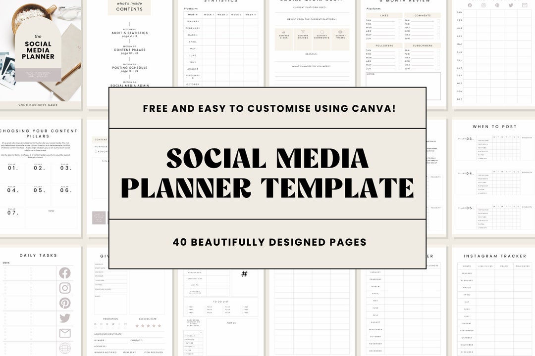 Social Media Planner Template Canva Social Media Planner Templates