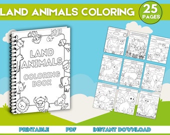Pagine facili da colorare di animali / Pagine da colorare per bambini / Pagina da colorare di animali / Libro da colorare di animali / Libro da colorare stampabile per bambini